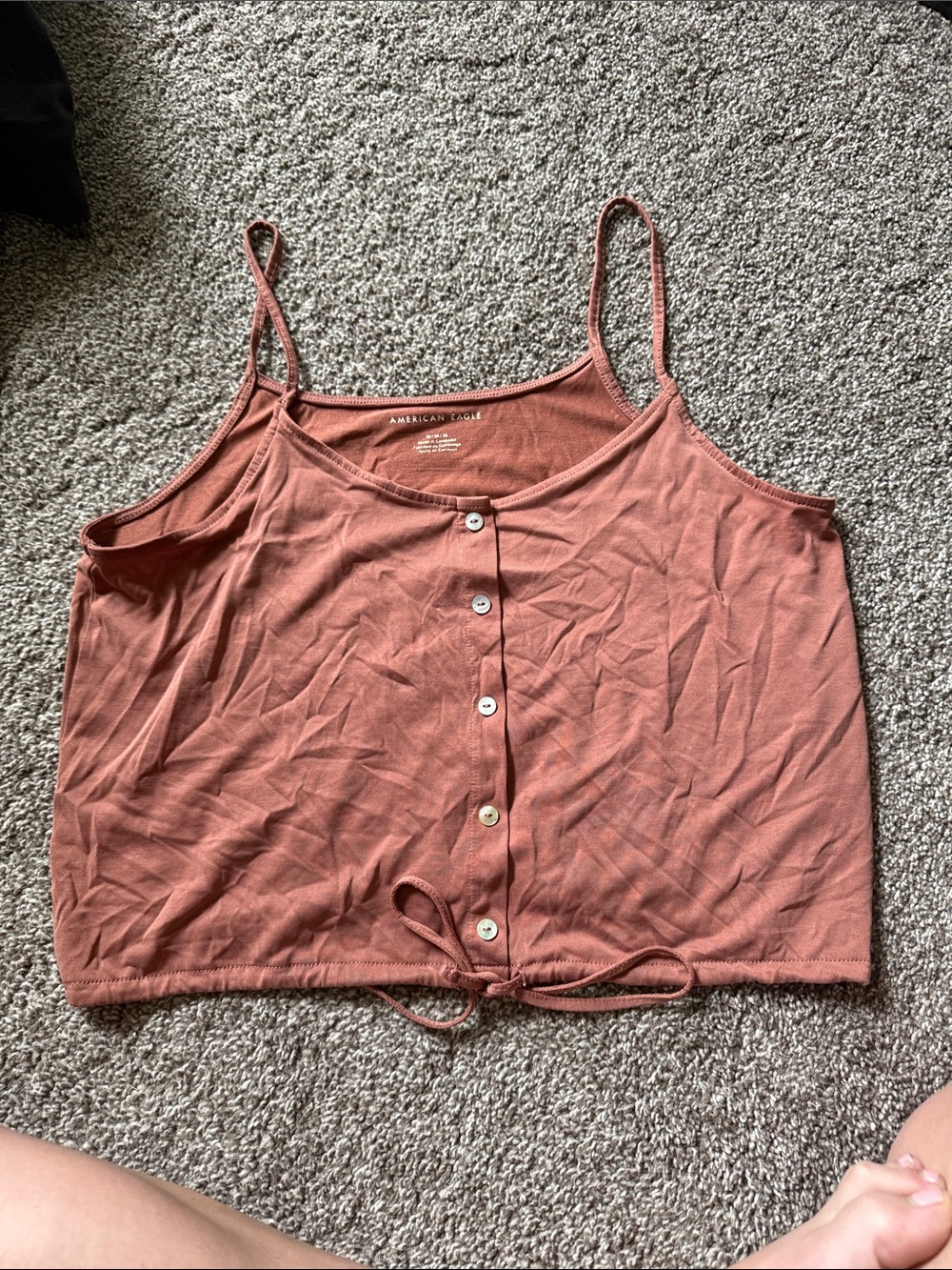 American Eagle Outfitters Rusty Rose Button-Front Drawstring Cami